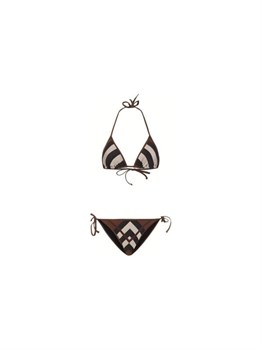 Burberry Chevron Check Stretch Triangle Bikini 'Dark Birch Brown' 60420418 - фото 4930242