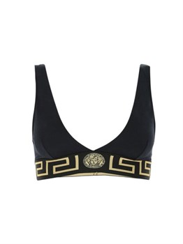 VERSACE Greca Border Triangle Bikini Top 'Black' 64794680 - фото 5080555