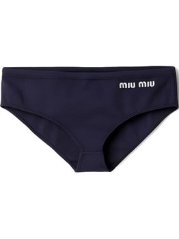 MIU MIU Logo Embroidered Stretched Bikini Bottoms 60560728 - фото 6015321