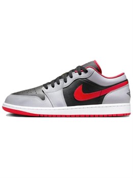Кроссовки Jordan 1 Low Black Light Smoke Grey Gym Red 59989385 - фото 8400171