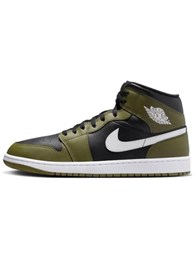 Кроссовки Jordan 1 Mid Black White Olive 61106394